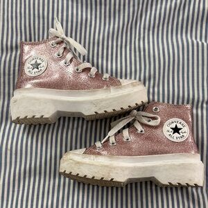 Converse Kids Sparkly Pink Platform High-Tops